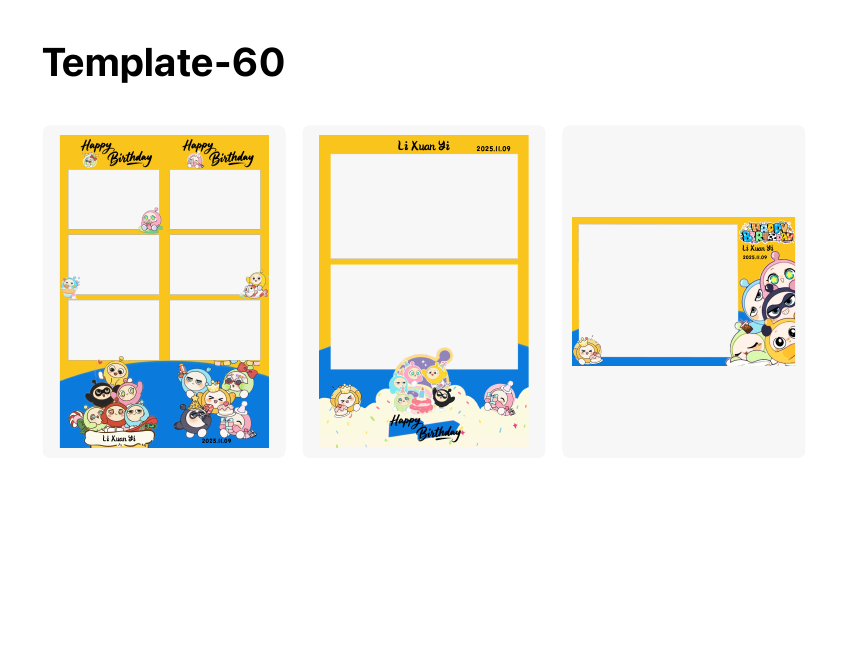 Template 60, Birthday photo template preview